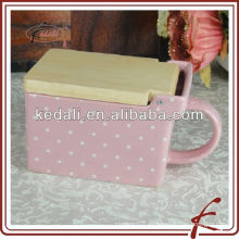 Cubo de reserva de cerámica rosa esmaltado